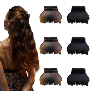 Medium Hair Claw Clips, 1.8 Inch Non-Slip Unbreakable Matte Hair Clip for Women Thin and Medium Curly Hair Ponytail, 6 Pack