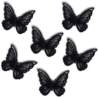 Butterfly Hair Clips Penta Angel 6Pcs Lace Embroidery Flower Butterfly Hair Bow Pins Wedding Hair Accessories for Women Halloween Party Decor (L-Black a)