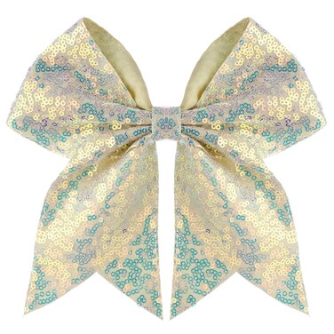 Large Big 7 Inch Glitter Bow Clip Sequin Bling Party Hair Accessories for Women Teens Girls Kids 1 Pcs (Cream)