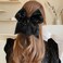 Large Big 7 Inch Glitter Bow Clip Sequin Bling Party Hair Accessories for Women Teens Girls Kids 1 Pcs (Black)