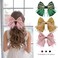 CROWN GUIDE Large Hair Bows Clips for Women Girls Silk Satin Hair Barrettes, Feather Coquette Bows Hair Ties Ribbon Bow Claw Clip Hair Accessories with Pearl Crystal Pink