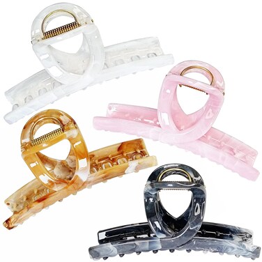 Cellulose Acetate Large Claw Clips Marble Thick Hair Claw Clips Women Girls Tortoise Big Hair Clips Strong Resin French Barrettes Curly Straight Hair Basic Acrylic Side Clip Hair Accessories