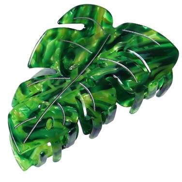 Beleki Hair Claw Clip, 3.54 inch Leaf Design for Thick or Thin Hair, Strong Hold Spring Jaw Clamp Accessory for Women, Green