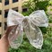 Large White Lace Hair Bow Clips for Women Girls   Cute Lace Bow for Hair Weighs Only 0.3 Oz   White Lace Hair Decor for Wedding Pageant Prom Party Birthday Party Communion Bridal Shower (1 Pack)