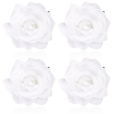 White Rose Hair Clip, Flower Rose Clips for Hair, Floral Hair Pins Rose Flower Brooch Mexican Decorative Headpieces for Women Girls Bridal Wedding Hair Accessories