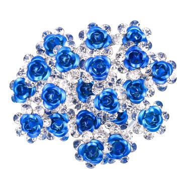 40 Pieces Rose Flower Rhinestone Hair Clips Crystal Hair Pins for Bridal Wedding Party Daily Life Women and Girls Hair Jewelry Acessories, with Storage Bag (Blue)