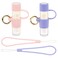Desing Wish 2 PCS Silicone Chapstick Holder with Cap Cover, 0.6'' Diameter Portable Lip Balm Holder Key Chain Sleeve Chapstick Keychain Holder with Wrist Strap Lanyard - Pink/Purple