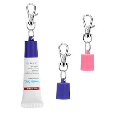 Keychain Cap Compatible with Aquaphor 0.35 oz Lip Balm, Portable Holder Keychain Cap Compatible with Aquaphor Lip Repair Tubes (Blue+Pink)