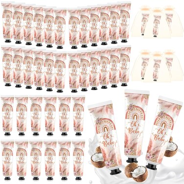 48 Sets Baby Shower Hand Cream Bulk Baby Shower Favors Bridal Thank You Hand Cream for Guests Travel Size Lotion with Organza Bags(Bohemia)
