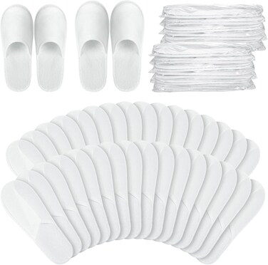 60 Pairs Spa Slippers Unisex Disposable Hotel Guest House Slippers for Spa Party Guest Home Hotel Travel, White Non-Slip Slipper Two Size Fits Most Men and Women (11 Inch, 10.5 Inch)