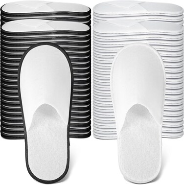 Ramede 80 Pairs Non Slip Disposable Slippers Bulk Hotel Spa Fluffy Closed Toe Indoor Slippers for Guests Men Women Home Wedding Travel Party