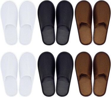 GONG GONG 6-8 Pairs Mash Cloth Disposable Slippers, Machine Washed &amp; Reused, Closed Toe Guest Slippers for Guest, Bathroom, House, Hotel, Party, SPA