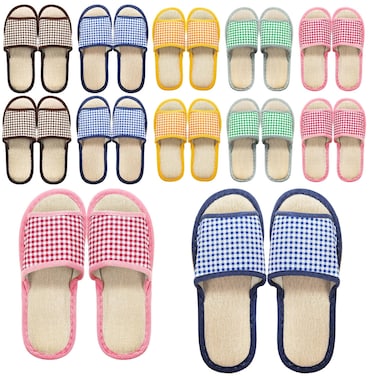 10 Pairs Washable House Slippers for Guests, Disposable Indoor Slipper with Thick Sole, Non Slip Open Toe Slipper, Spa Slipper Bulk for Home, Hotel, Bedroom, Travel, Unisex Universal Size