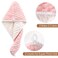 JEFFSUN Microfiber Hair Drying Towel Wrap, 2-Layer Extra Thick Super Absorbent Hooded Hair Towel for Women Long Wet Hair, 2 Colors Pink &amp; White Reversible Hair Turban Towel, Girls Stocking Stuffers