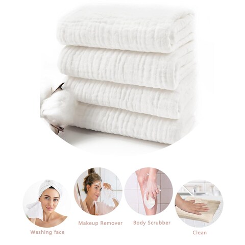 Ayesha 4 Pack Face Wash Cloths Makeup Eraser Soft Wash Cloth for Washing Face,Cotton Face Towels for Skin Care Women Facial Makeup Remover Reusable Absorbent Washcloths