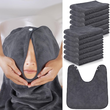 12 Pieces Facial Towels Split Design Soft Esthetician Towels Removing Spa Microfiber Face Cloth for Home Salon Facial Steam Massage and Cleansing(Dark Gray)