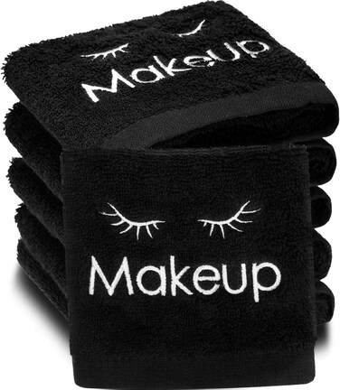 Shimeyao 6 Pcs 13 x 13 Inch Black Makeup Washcloths Reusable Make up Towels Cotton Cosmetic Towels Water Absorbent Face Washcloths for Women Skin Care