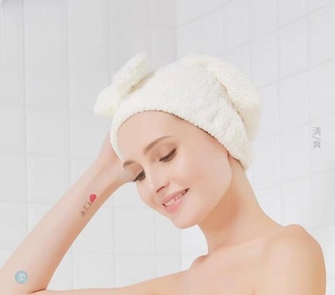 Microfiber Hair Towel Cap, Super Soft &amp; Absorbent Quick Drying Towel for All Hair Types, Set of 2 (Pink &amp; White)