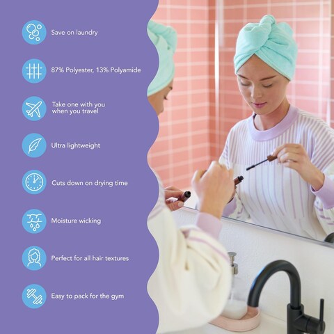 Turbie Twist Microfiber Hair Towel Wrap - for Women, Men &amp; Kids - Travel &amp; Bathroom Essential - Quick Dry Hair Turban for Curly, Long &amp; Thick Hair - 2 Pack (Botanical, Coral)