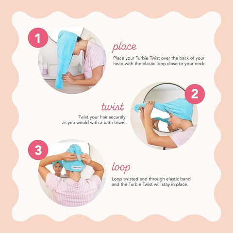 Turbie Twist Microfiber Hair Towel Wrap - for Women, Men &amp; Kids - Travel &amp; Bathroom Essential - Quick Dry Hair Turban for Curly, Long &amp; Thick Hair - 2 Pack (Botanical, Coral)