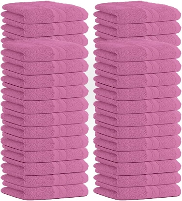 Hand Towels (Pack of 40) Pink Economy Towels Salon Towels - 100% Cotton Spa Towels &ndash; 16 x 27 Inches Highly Absorbable, Facial Towels Gym Towels, Hair Towels Face Towels Bulk