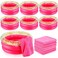 12 Pcs Foot Spa Kit for Girls 13.8 x 13.8 x 6.7 Inch Foot Care Bath and 12 x 28 Inch Hand Towels Washbasin Salon Towels for Spa Party Sleepover Party Supplies, Rose Red