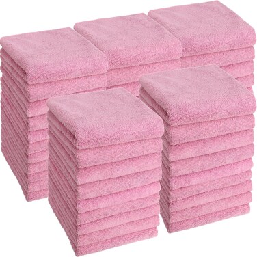Shimeyao 40 Pack Bleach Proof Towels Microfiber Absorbent Resistant Hair Hand Towels Bulk Quick Dry 16 x 29 Inches for Barber Gym Bath Spa Shaving (Pink)