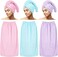Cuffbow 6 Pcs Women Towel Wrap Set Microfiber Hair Towel and Shower Wrap for Women After Shower Robe Hair Drying Towel Quick Dry Hair Wrap with Adjustable Closure Elastic Top(Green, Pink, Purple)