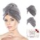 JEFFSUN Microfiber Hair Towel Wrap for Women Girls, 2 Pack Super Absorbent Quick Dry Wet Hair Turban for Drying Curly Long Thick Frizzy Hair, 2 Buttons Closure Hair Care Routine Must Have