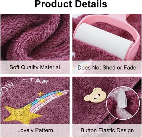 5PCS Rapid Hair Drying Towels and 2 Combs, Microfiber Hair Towel with Button and Embroidery, Super Absorbent Soft Hair Towel Wrap Turban for Curly Long Thick Dry or Wet Hair (5 Colors)