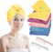 5PCS Rapid Hair Drying Towels and 2 Combs, Microfiber Hair Towel with Button and Embroidery, Super Absorbent Soft Hair Towel Wrap Turban for Curly Long Thick Dry or Wet Hair (5 Colors)