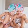 FIOBEE Microfiber Hair Towel Wrap for Kid Rapid Drying Towel Absorbent Hair Turbans for Wet Hair with Button Women Girls Long Curly Hair Pack of 2, Love