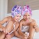 FIOBEE Microfiber Hair Towel Wrap for Kid Rapid Drying Towel Absorbent Hair Turbans for Wet Hair with Button Women Girls Long Curly Hair Pack of 2, Butterfly