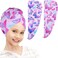 FIOBEE Microfiber Hair Towel Wrap for Kid Rapid Drying Towel Absorbent Hair Turbans for Wet Hair with Button Women Girls Long Curly Hair Pack of 2, Butterfly