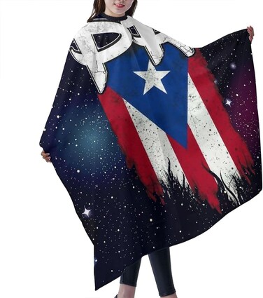 ONE TO PROMISE Flag Barber Cape Puerto Rico Flag Galaxy Design Hair Cut Salon Cape,Hair Stylist Hairdresser Styling Cape,Waterproof Haircut Apron Cover up for Adults,55"X66