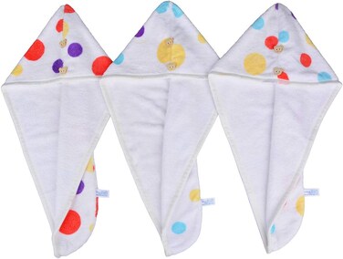 Microfiber Hair Towel Wrap Small Size for Little Girl 3-Pack Super Absorbent Magic Instant Hair Drying Towels for Kids (StampR 3-Pack)