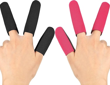 6 Pieces High Heat Resistant Finger Protection Guards Thermal Finger Covers for Curling and Flat Irons, Wands, Blow Dryers Hair Dye Heat Protector Glove, Black and Rose Red, Thumb and 2 Fingers