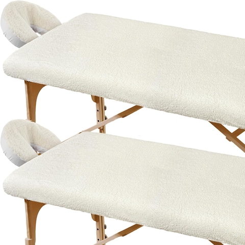 Peryiter 2 Set Deluxe Fleece Massage Table Pad Set Deluxe Extra Comfortable Soft Massage Table Cover 31 W x 72 L Fully Wrap Thick Sheets Sets Face Rest Cover