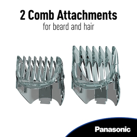 Panasonic Hair and Beard Trimmer, Men&#39;s, with 39 Adjustable Trim Settings and Two Comb Attachments for Beard and Hair, Corded or Cordless Operation, ER-GB60-K, Black