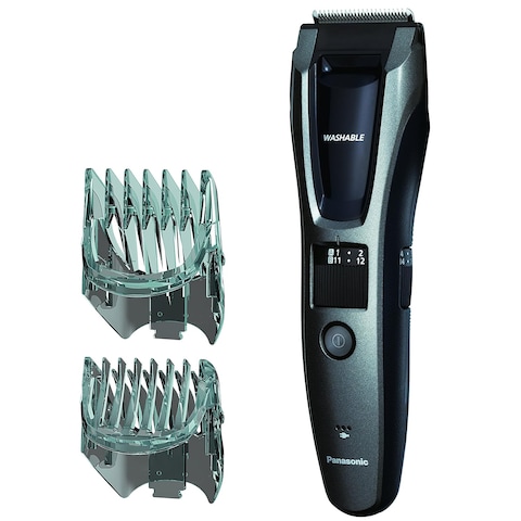 Panasonic Hair and Beard Trimmer, Men&#39;s, with 39 Adjustable Trim Settings and Two Comb Attachments for Beard and Hair, Corded or Cordless Operation, ER-GB60-K, Black
