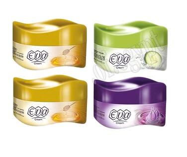 Lot of 4 x Eva Skin Care Cream Face Moisturizer Hands Feet Elbow Body Softening with Glycerin, Honey, Yogurt and Cucumber &amp; Milk Keeping Your Skin Healthy Smoothy 50 g