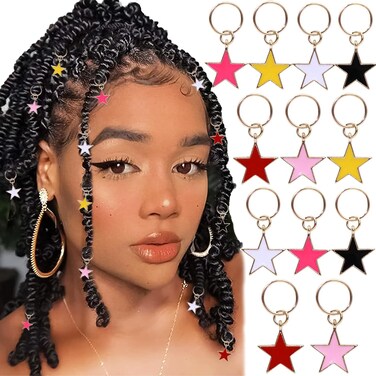 NAISKA Gold Star Hair Clips for Women's Dreadlock Accessories, Loc Braids Jewelry, and Braid Rings
