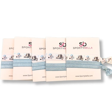 Infinity Collection Figure Skating Hair Accessories, No Crease Ice Skating Hair Ties Set of 5, Skate Party Favors