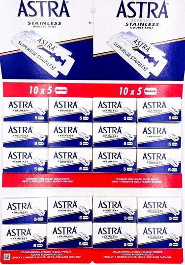 Astra Stainless, Double Edge Razor Blades, 100 pieces