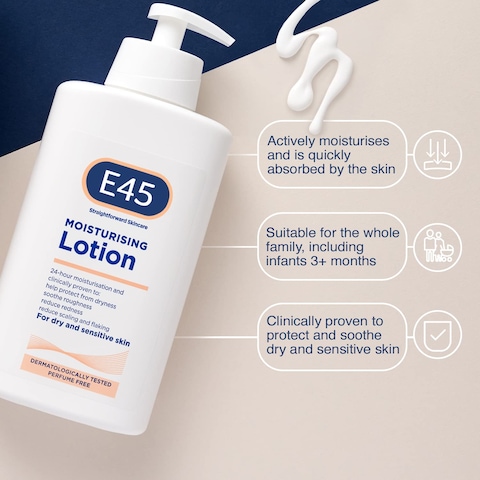 E45 Dermatological Moisturising Lotion, 500 ml, Pack of 5
