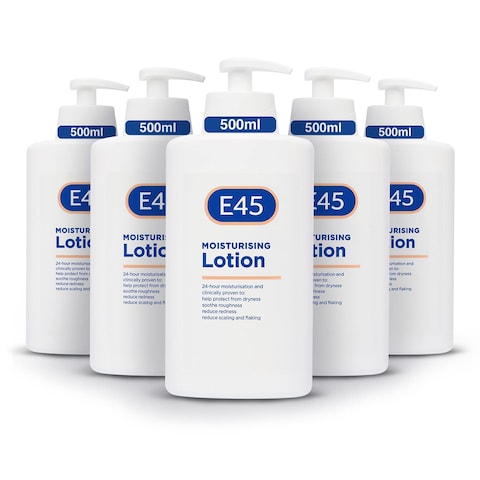 E45 Dermatological Moisturising Lotion, 500 ml, Pack of 5