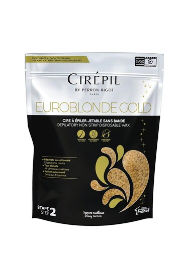 Cirepil - Euroblonde Gold - 800g / 28.22 oz Wax Beads Bag - Light Monoi Scent - Ultra Fluid Gel Texture - All-Purpose &amp; Easy Removal
