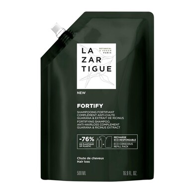 Lazartigue Fortify Densifying Shampoo, Enriched with Guarana and Ricinus, Strengthens Fragile Hair, Stronger Appearance, Perfect for Everyday Usage, Vegan, Lemon