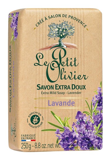 Le Petit Olivier Extra Mild Soap - Lavender - Gently Cleanses Skin - Delicately Perfumed - Vegetable Origin Based - 8.8 Oz