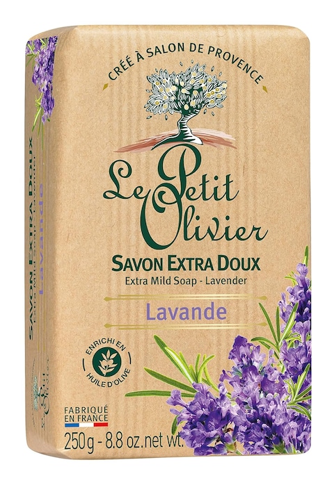 Le Petit Olivier Extra Mild Soap - Lavender - Gently Cleanses Skin - Delicately Perfumed - Vegetable Origin Based - 8.8 Oz
